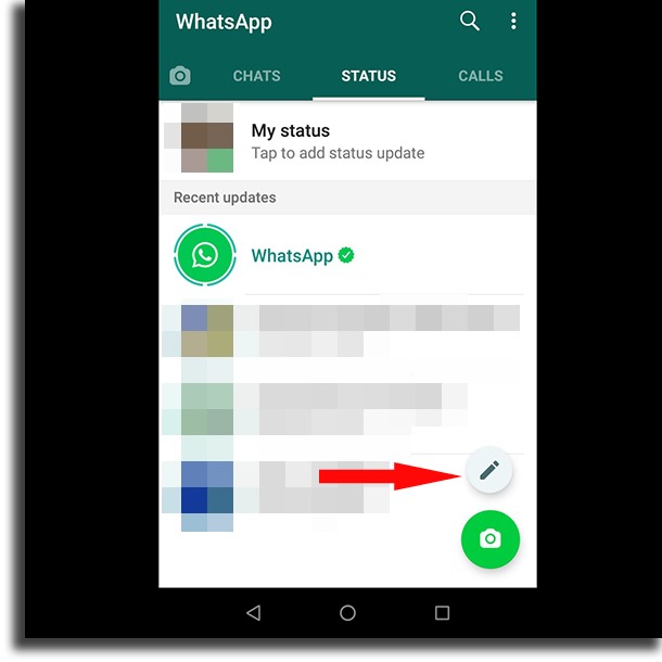 pen icon add link to WhatsApp Status
