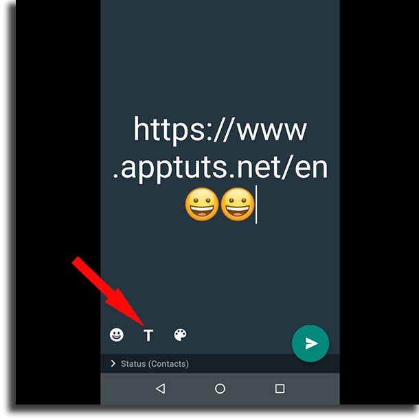 change the font add link to WhatsApp Status