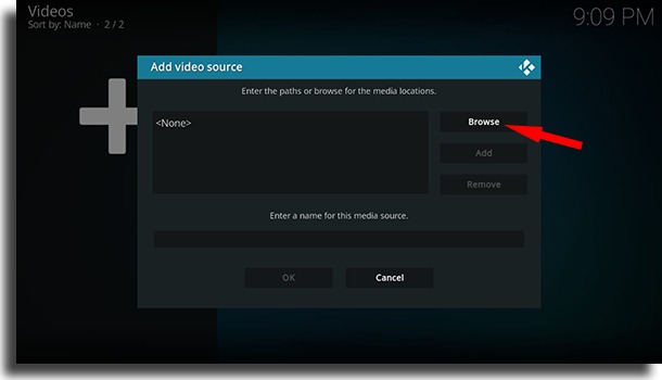 Browse button use Kodi on Android