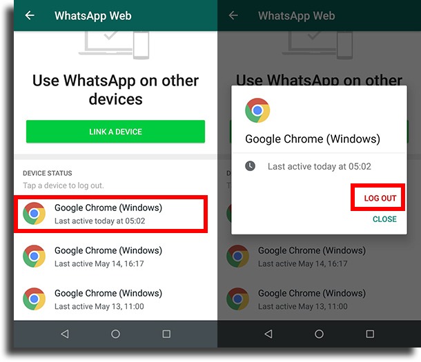 Learn where your account is used stolen WhatsApp account