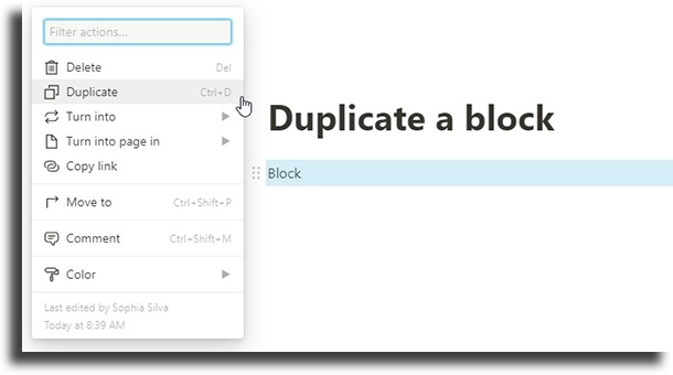 Duplicate a block notion tips and tricks