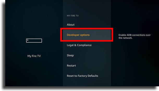 opções do desenvolvedor instalar Google Play Store no Fire TV