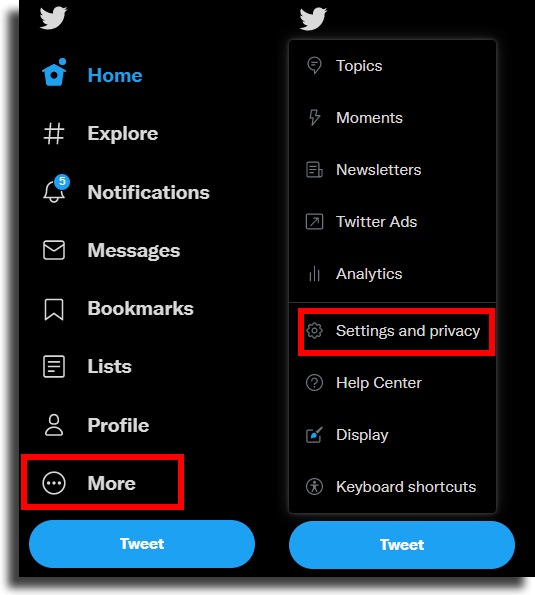 Settings and privacy on the web delete Twitter account