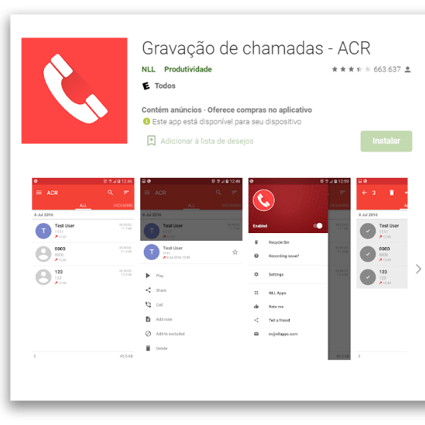 aplicativos automação para Android ACR