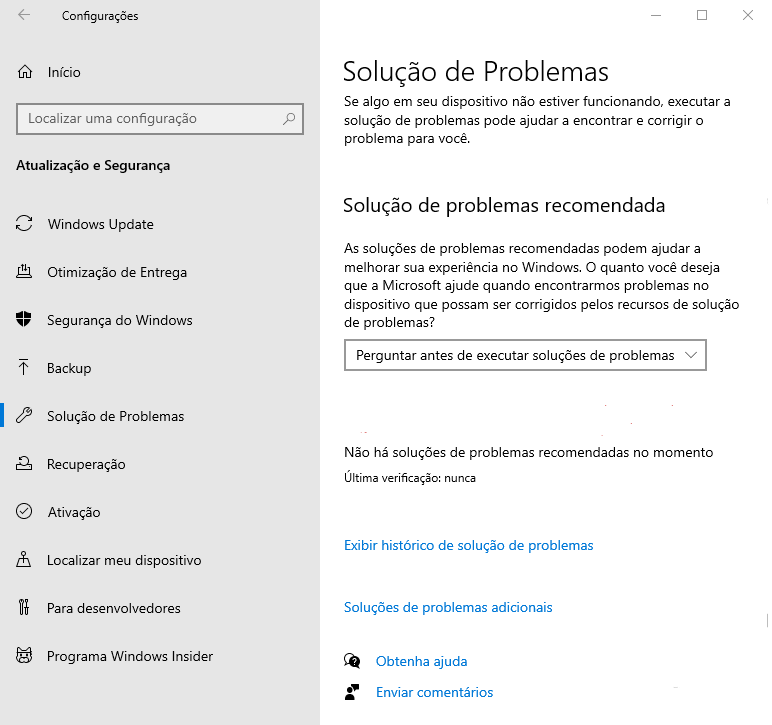 solução de problemas Windows update