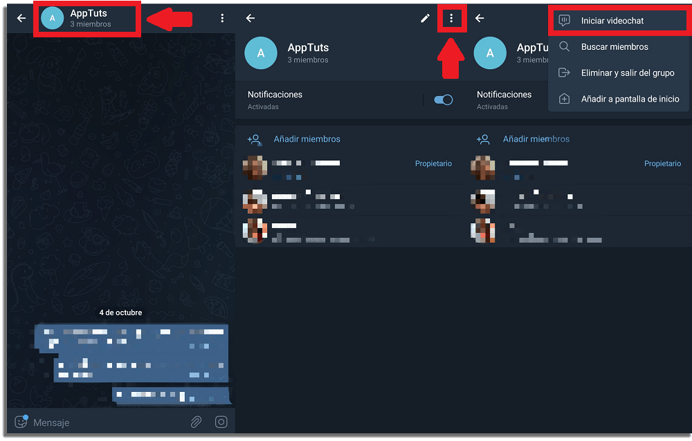 cómo hacer una videollamada en grupo en Telegram