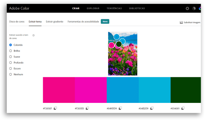 criar paletas de cor com o Adobe Color