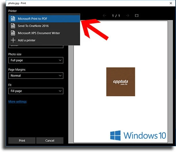 Imprimir como PDF Windows 10 Convertir fotos en PDF