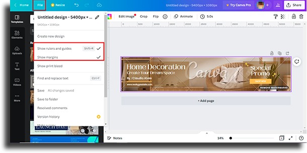 showing rulers seamless carousel in Canva