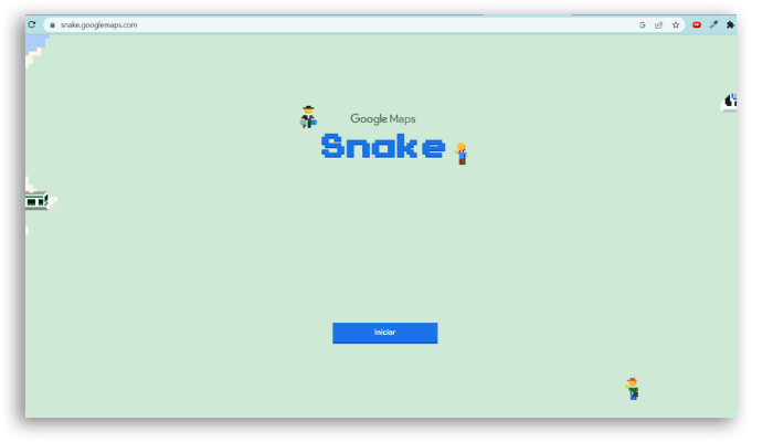 jogo da cobrinha Google Snake no Google Maps