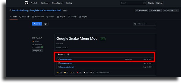 go to github and download best google snake game mods