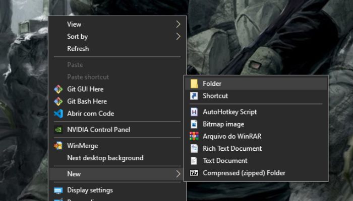 Creating folders in Windows using the right mouse button