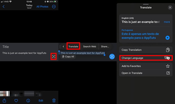 how to translate text with the camera app
