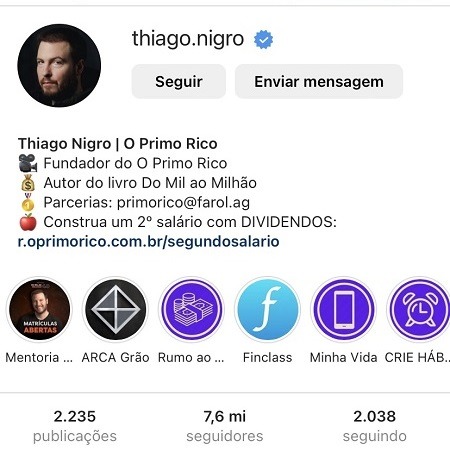 Thiago Nigro Primo Rico - Perfis de Finanças no Instagram