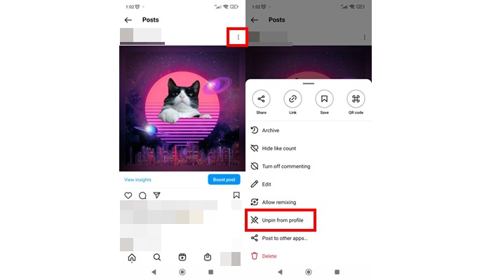 unpin how to pin a post on Instagram