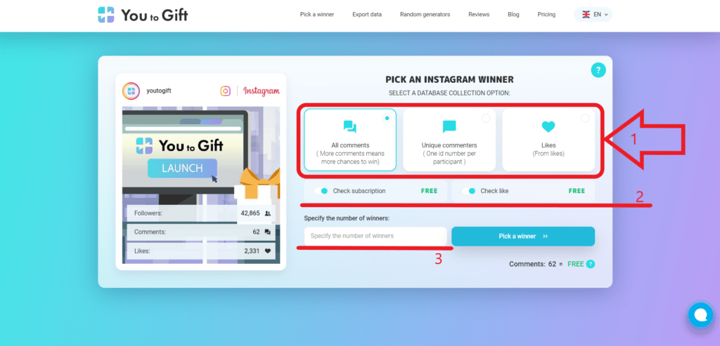 You To Instagram Giveaway Tool