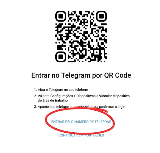 Número de telefone para entrar no Telegram sem instalar nada