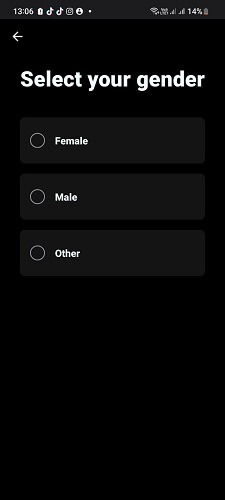 Select gender to make your face with Lensa