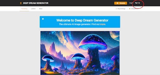 Site Web Deep Dream Generator