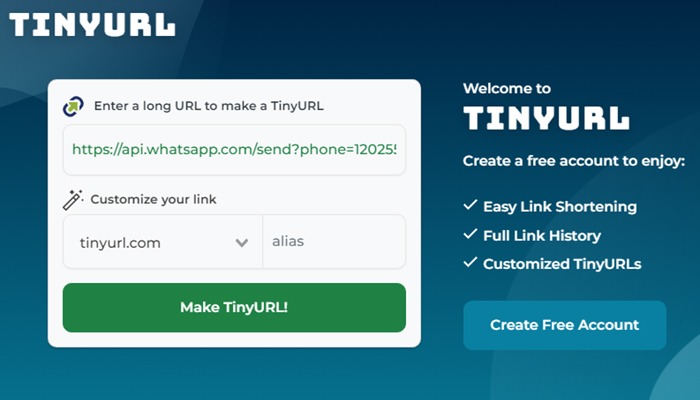 tinyurl shorten How to Create a WhatsApp Link