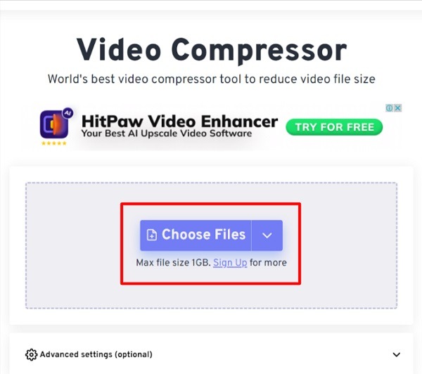 Video Compressor choose files