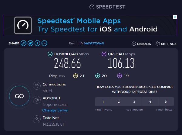 Speedtest Minimum internet to do live streaming