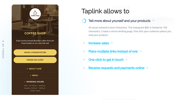 taplink Agregador de links para Instagram