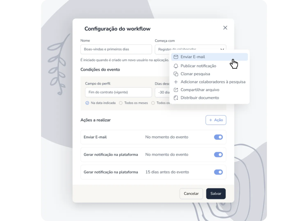 Gestão de pessoas cibersegurança workflow